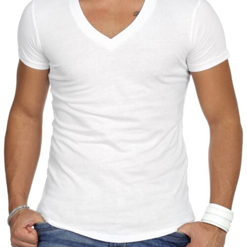 wasabi men t shirt v cut deep white 58826