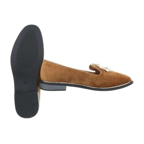 Dámske poltopánky baleríny elegant zamat Y-7SW800 camel - Image 2