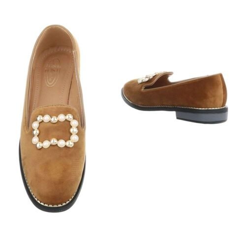 Dámske poltopánky baleríny elegant zamat Y-7SW800 camel - Image 3