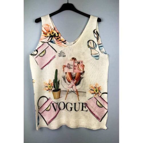 ITALY top bluzka casual print Vneck 001lucky fashion omg - Image 3