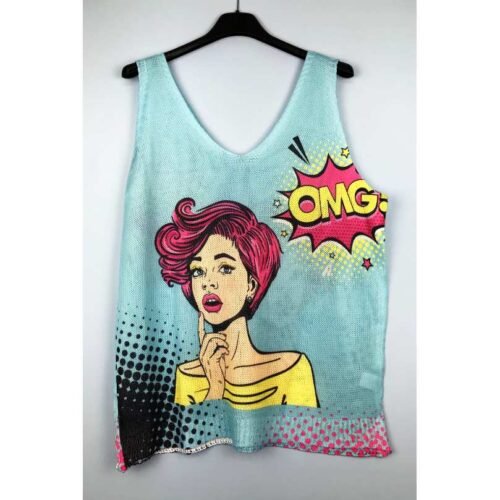 ITALY top bluzka casual print Vneck 001lucky fashion omg - Image 5