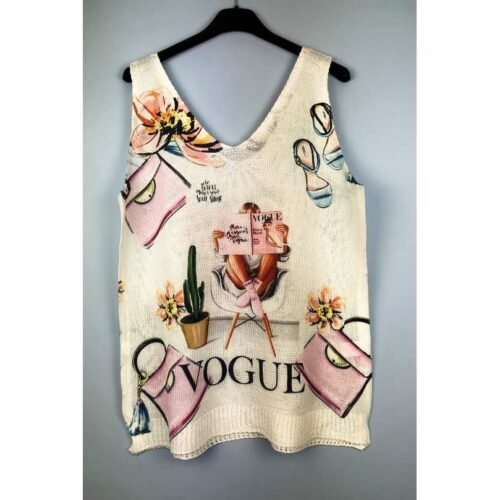 ITALY top bluzka casual print Vneck 001lucky fashion omg - Image 4