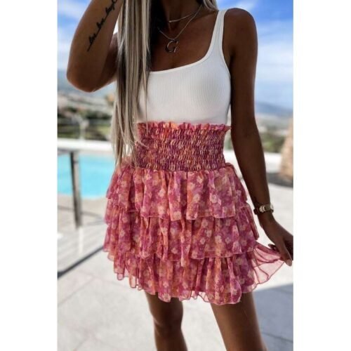 ITALY letná mini sukna GLAM CHIC 9461estee s volanmi