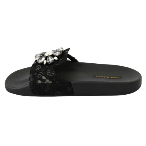 Black Lace Crystal Sandals1