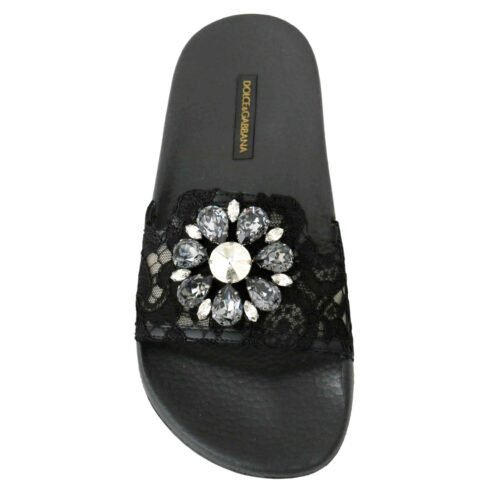 Black Lace Crystal Sandals3