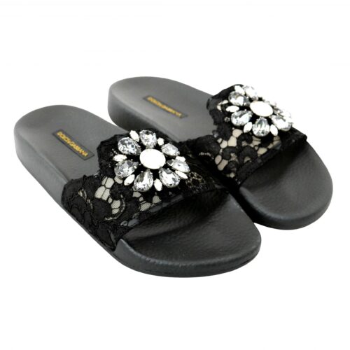 Black Lace Crystal Sandals5 scaled
