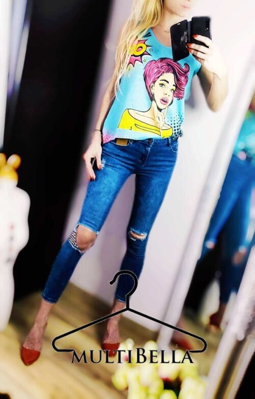 ITALY top bluzka casual print Vneck 001lucky fashion omg - Image 6
