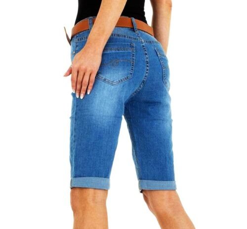 Dámske kraťasy slim strečové s opaskom Fashion 282SW blue denim - Image 2