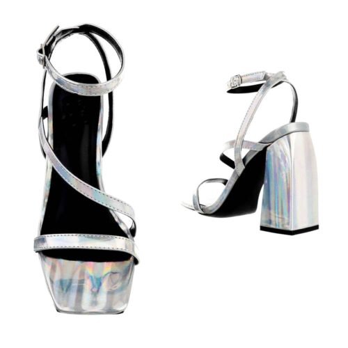 Dámske sandale na vysokom podpatku Glam black silver - Image 2