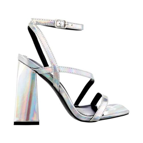Dámske sandale na vysokom podpatku Glam black silver