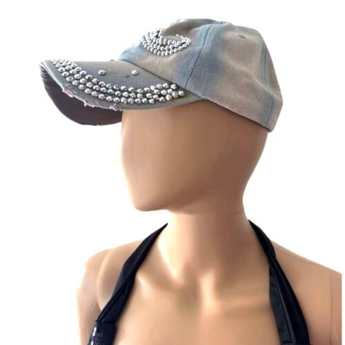 Damska ciapka Šiltovka s kamienkami jeans crystal - Image 3
