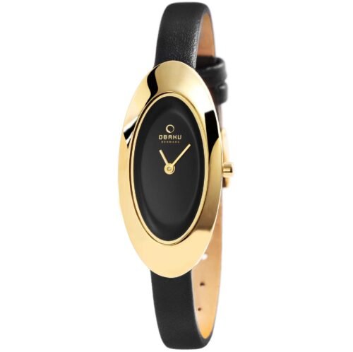 OBAKU Hodinky damske elegant V1546LGBRB black gold
