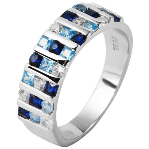 Prsten zo striebra 925 s modrobielymi zirkonmi 5330019 1