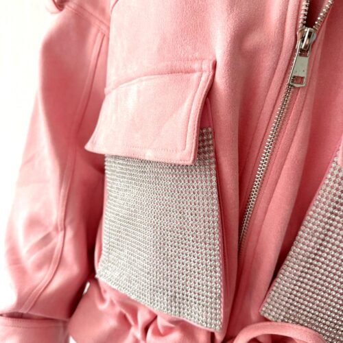 bunda oversize pink ruzova strass fashion 3