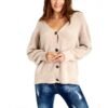 ITALY Dámsky cardigan hodvábny oversize sveter 2851ornell beige