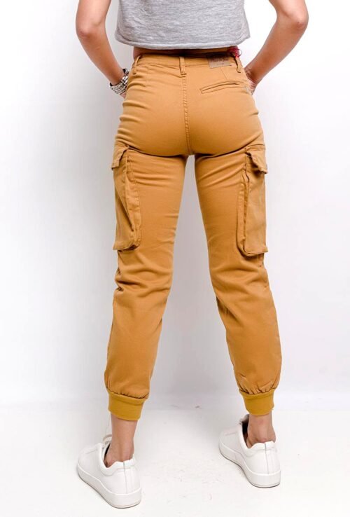Dámske jogging kapsáče cargo nohavice skinny mustard - Image 3