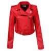 Kožená biker bunda krátka mini do pasa 1168 red cervena