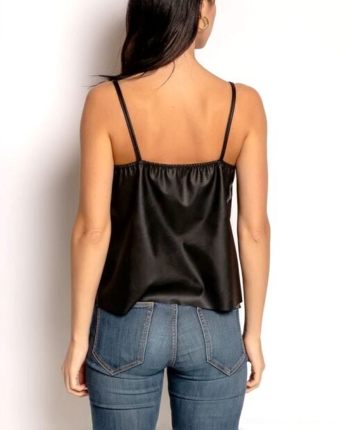Dámsky tank top tielko kožene s čipkou 0147lorian black - Image 3