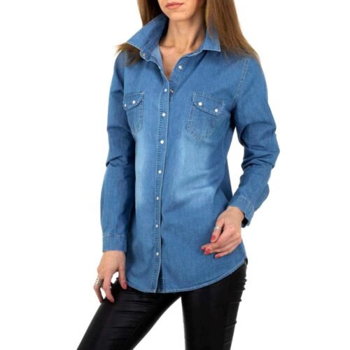 Dámska rifľová košeľa vyprany efekt fashion jeans denim - Image 3