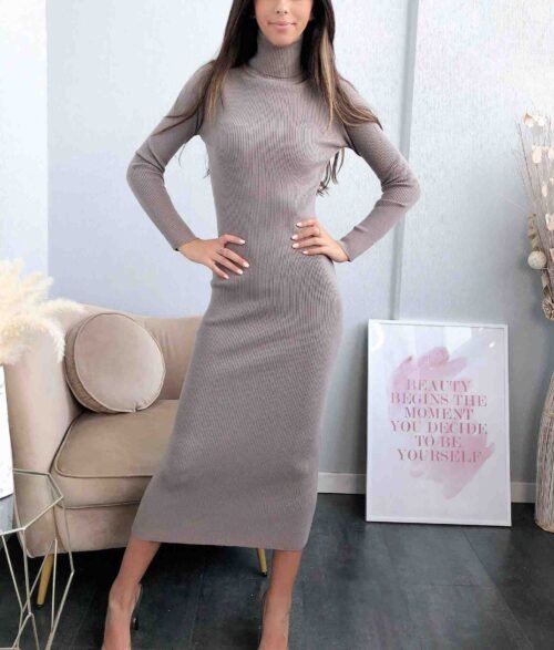 Dámske rolakove maxi upletove priliehave šaty fashion 485 black - Image 2