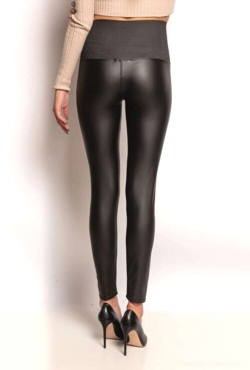 Vysoky pas nohavice legíny stretch slim fashion elasticke black - Image 3