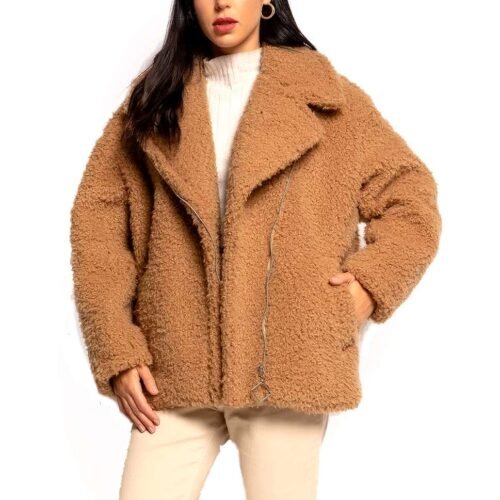 Dámska bunda z mäkkej kožušiny oversize kabat fluffy 9927rosa