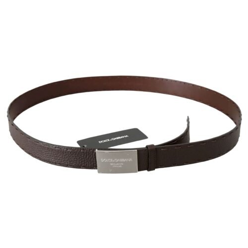 DOLCE & GABBANA Kožený opasok s logom DG hnedý 60672 - Image 3
