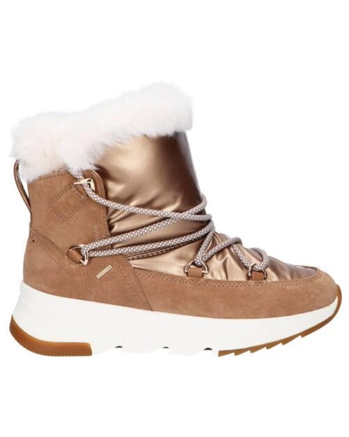 GEOX čižmy snehule FALENA s membránou kožušina camel