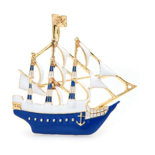 Brošňa Plachetnica blue fashion A190 lod sea water
