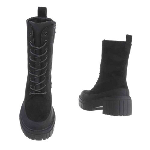 Dámske čižmy military worker polokozacky pohodlné 1075 black beige - Image 2