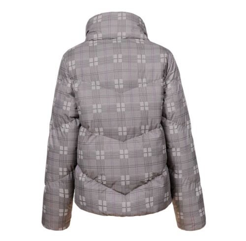Dámska zimna bunda kratka oversize siva karo 225 parka - Image 4