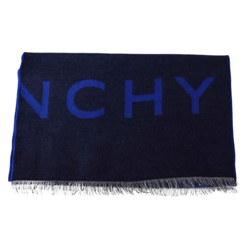 GIVENCHY paris modrý unisex vlnený šál - Image 4