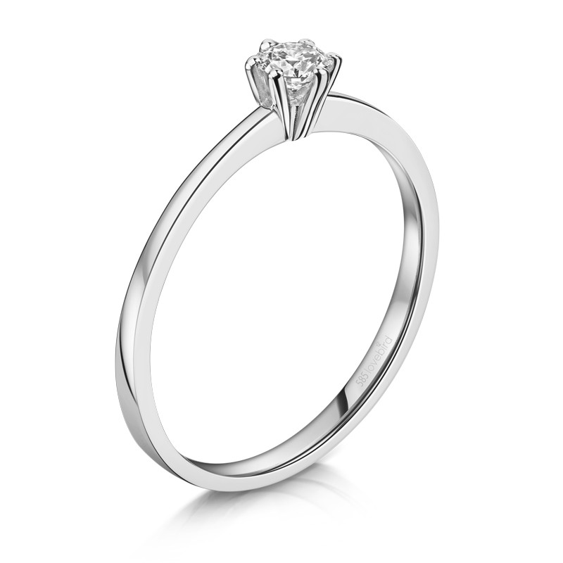 LB307 Damsky prsten Lovebird s diamantom 020 ct. Biele zlato 585 1 multibella
