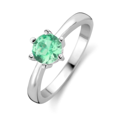 56428 Damsky prsten so zirkonom 6mm svetlo zelene striebro 925