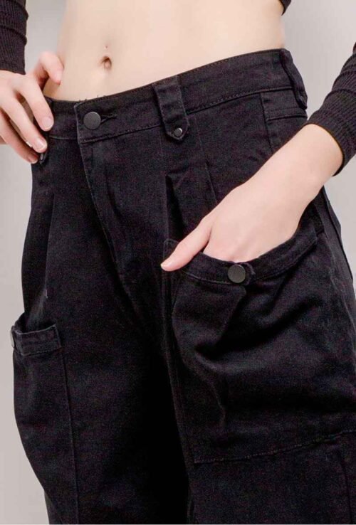 Dámske boyfriend rifle nohavice fashion 366 black - Image 2