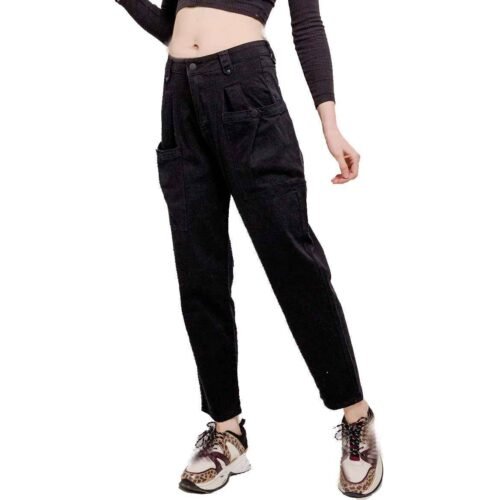 Dámske boyfriend rifle nohavice fashion 366 black