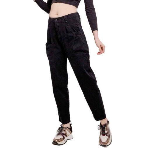 Dámske boyfriend rifle nohavice fashion 366 black