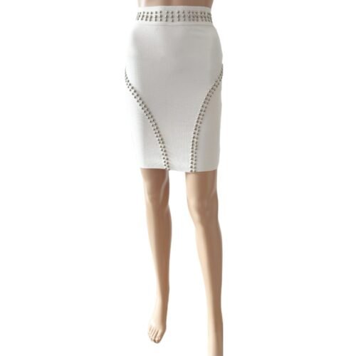 Dámska bodycon strečová sukňa s nitmi biela