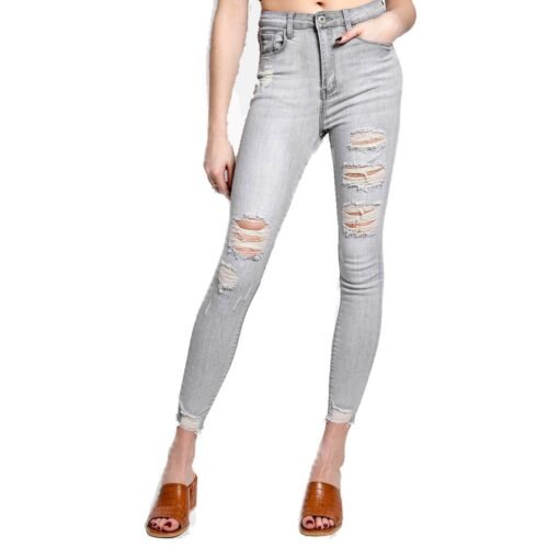 Dámske rifle Skinny Jeans strečove light grey