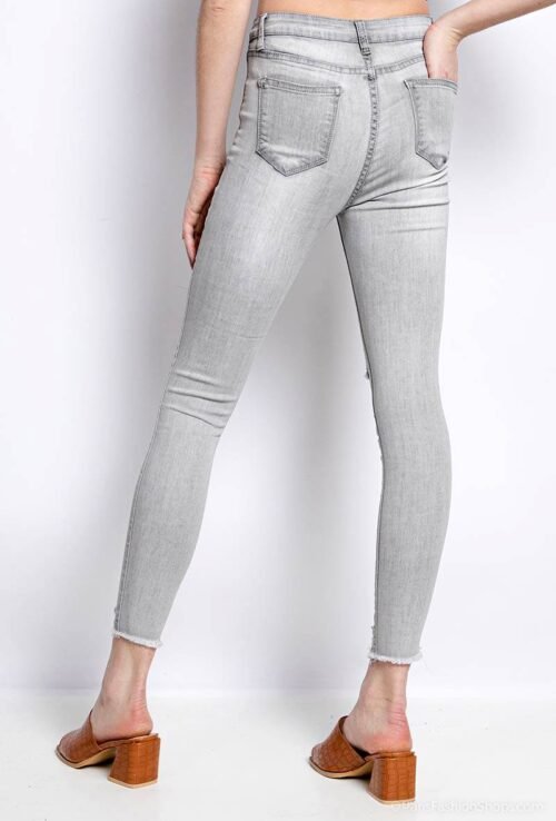 Dámske rifle Skinny Jeans strečove light grey - Image 3