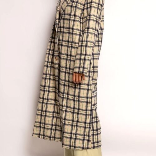 DÁMSKY PRECHODNÝ KABAT MAXI KÁRO BEIGE 8 1303 plast karo 2