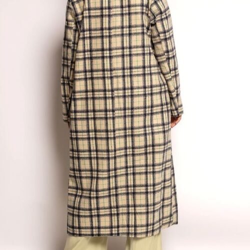 DÁMSKY PRECHODNÝ KABAT MAXI KÁRO BEIGE 9 1303 plast karo 3