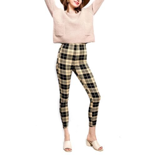 Dámske skinny úzke nohavice leginy karo yellow