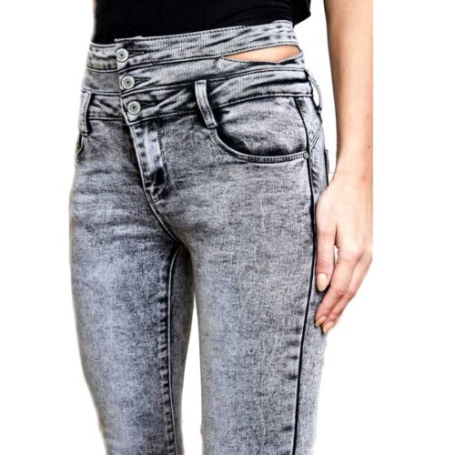 Strečové džínsy s vysokým vykrojením push up sive