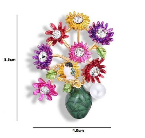 Brošňa Kvety vo vaze fashion multicolor - Image 2
