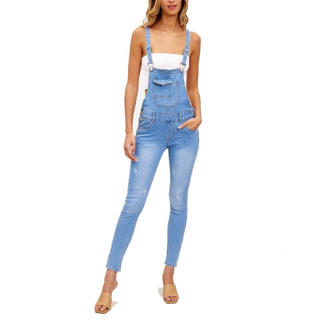 Dámske rifle na traky skinny denim light blue