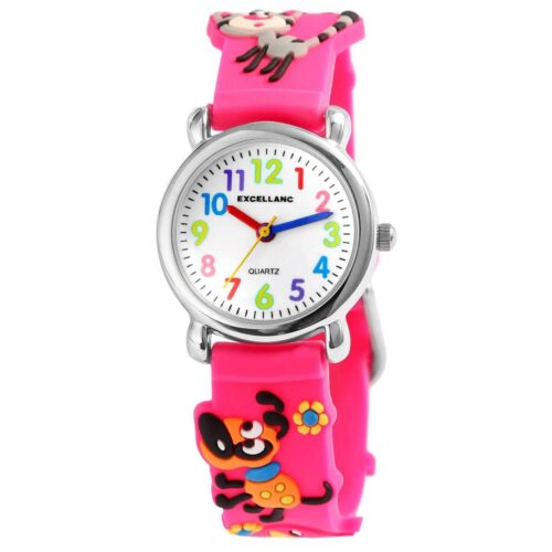 Detské hodinky Zvieratka farebne pink