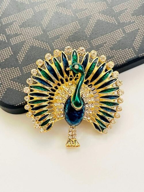 Brošňa Páv peacock farebná antique crystal - Image 2