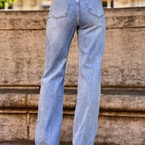 DÁMSKE ŠIROKÉ RIFLE RELAXED BOOTCUT BLUE JEANS 8 Dámske široké rifle relaxed bootcut blue jeans