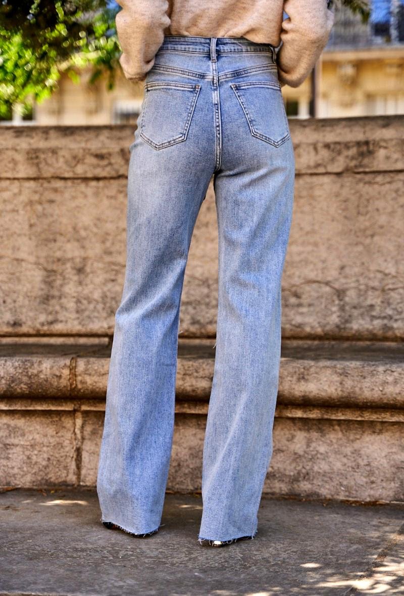 DÁMSKE ŠIROKÉ RIFLE RELAXED BOOTCUT BLUE JEANS 5 Dámske široké rifle relaxed bootcut blue jeans